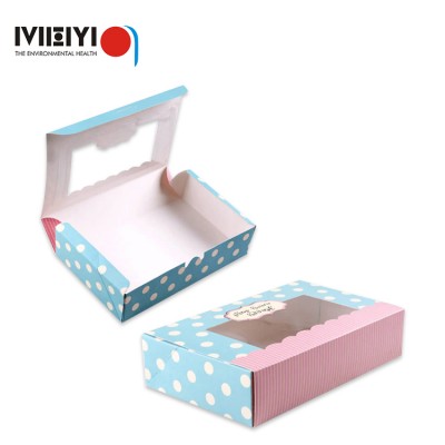 Disposable custom printing food packaging small cake bakery paper box with window