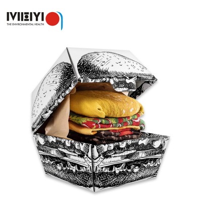 Customizable food grade paper hamburger fast food packaging box