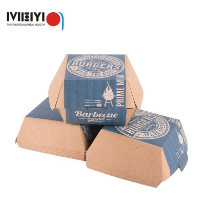 Hot sale disposable chicken burger kraft custom logo printed lunch takeaway paper packaging Hambueger Box