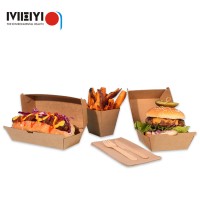 Wholesale Hot dog Packaging Fast Food Paper Box Custom Printing Disposable Rectangle Hot Dog Food Box