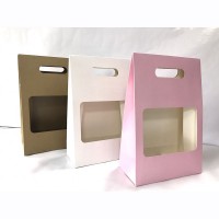 Cheap promotional gift custom color paper portable brown paper bag with window kraft paper